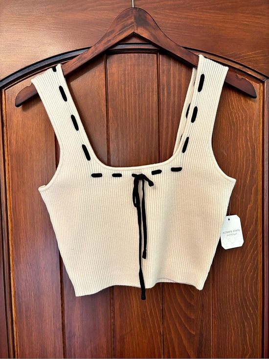 Altar'd State Tops - Altar'd State Ribbed Tie-Front Tank Top in Cream Size Medium NWT